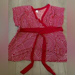 Plus Size Red and White Polka Dot Top